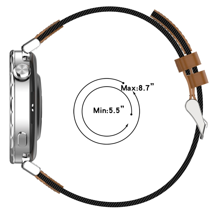 For Huawei Watch GT 5 41mm Nylon Leather Hybrid Woven Watch Band(Black Brown) by bashfashion