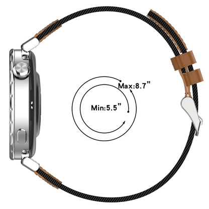 For Huawei Watch GT 5 41mm Nylon Leather Hybrid Woven Watch Band(Black Brown) by bashfashion