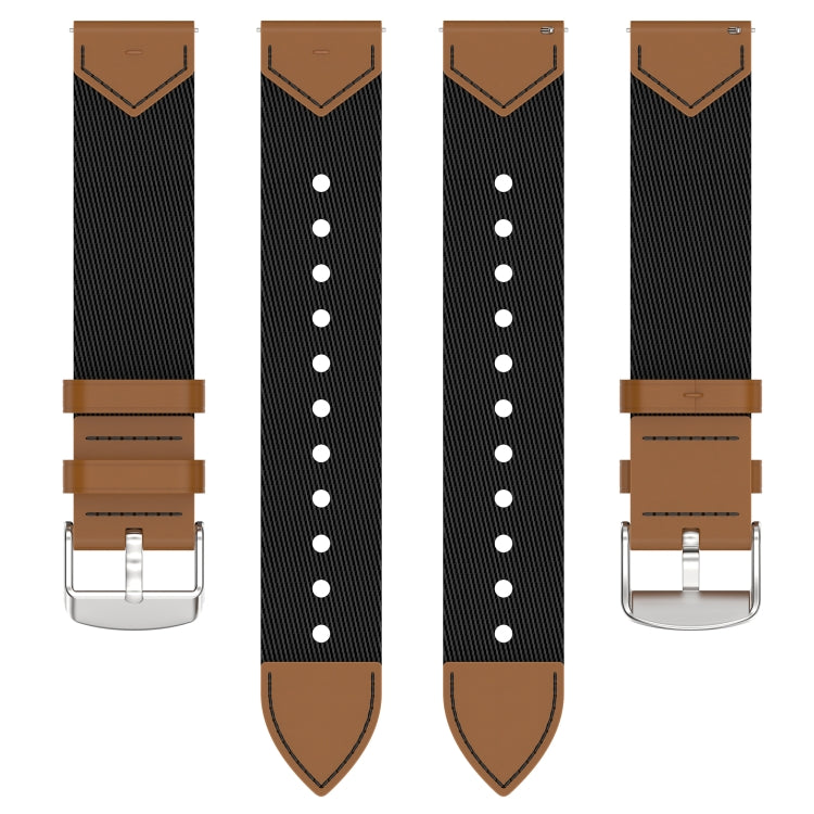 For Huawei Watch GT 5 41mm Nylon Leather Hybrid Woven Watch Band(Black Brown) by bashfashion