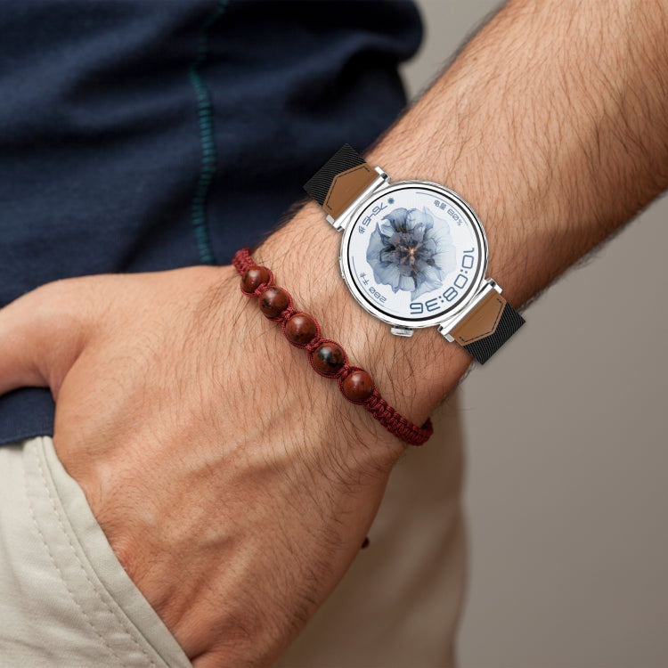 For Huawei Watch GT 5 41mm Nylon Leather Hybrid Woven Watch Band(Black Brown) by bashfashion