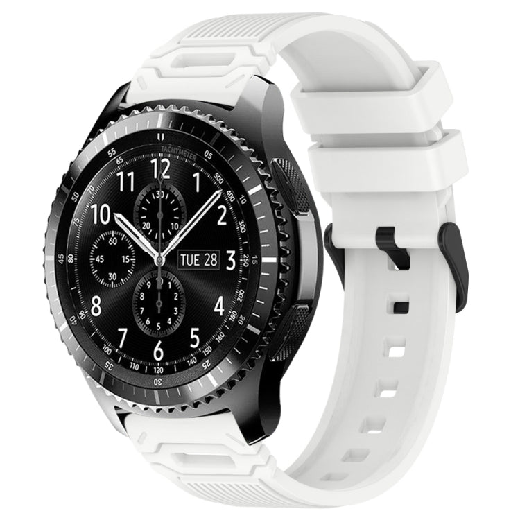 For Samsung Galaxy Watch 22mm Vertical Pattern Black Buckle Silicone Watch Band(White) by bashfashion