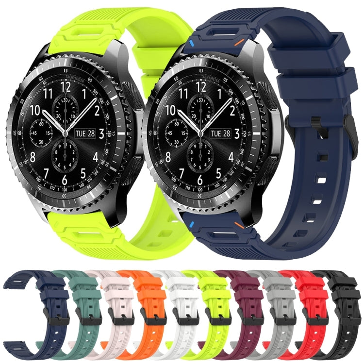 For Samsung Galaxy Watch 22mm Vertical Pattern Black Buckle Silicone Watch Band(White) by bashfashion