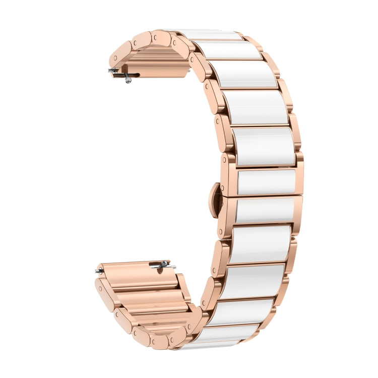 For Huawei Watch GT 5 41mm / GT 5 Pro 42mm Butterfly Buckle Ceramic White Metal Watch Band(White+Rose Gold) by bashfashion