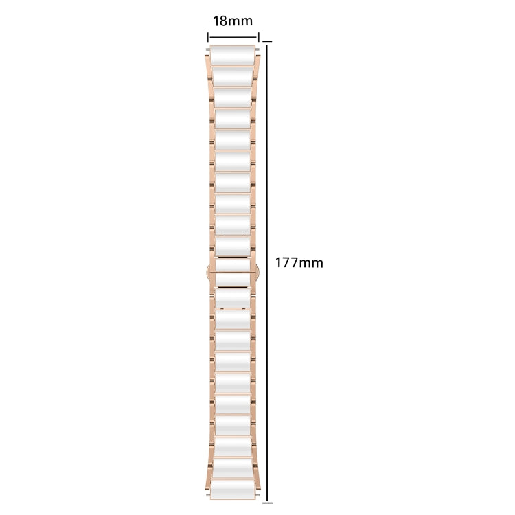 For Huawei Watch GT 5 41mm / GT 5 Pro 42mm Butterfly Buckle Ceramic White Metal Watch Band(White+Rose Gold) by bashfashion