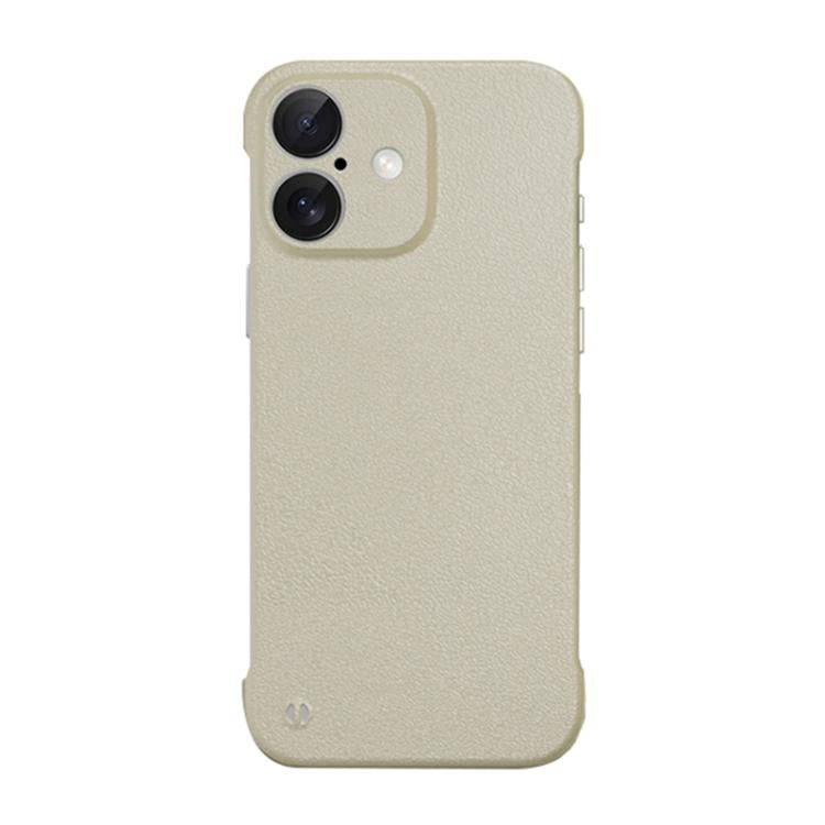 For iPhone 16 Plus Frameless Litchi Texture PC Phone Case(Light Yellow) by bashfashion