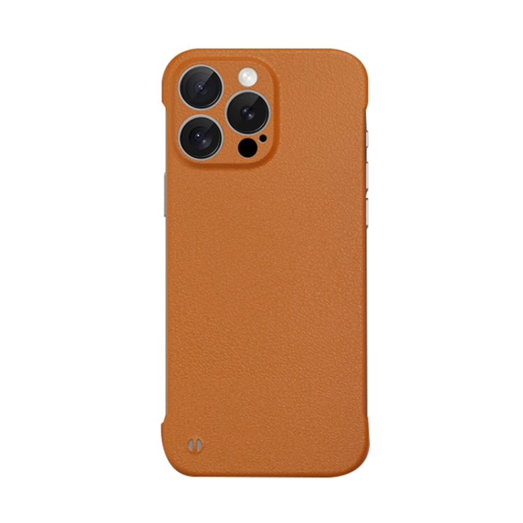 For iPhone 15 Pro Frameless Litchi Texture PC Phone Case(Orange) by bashfashion