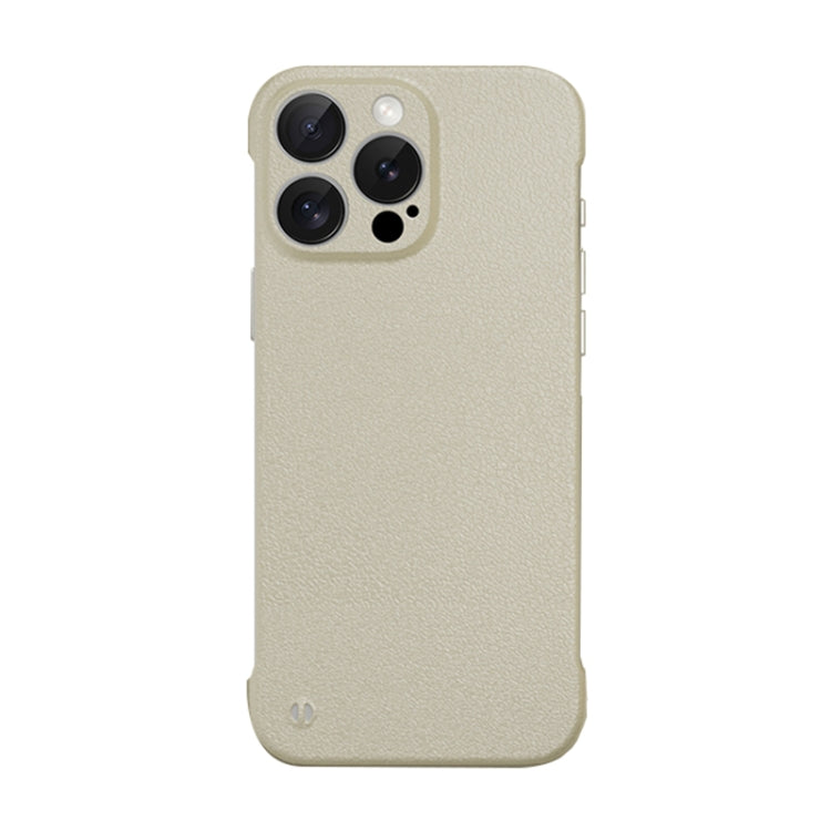 For iPhone 15 Pro Frameless Litchi Texture PC Phone Case(Light Yellow) by bashfashion