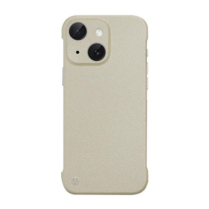 For iPhone 15 Frameless Litchi Texture PC Phone Case(Light Yellow) by bashfashion