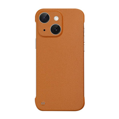 For iPhone 14 Plus Frameless Litchi Texture PC Phone Case(Orange) by bashfashion