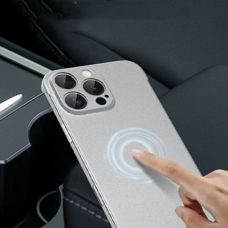 For iPhone 12 Pro Frameless Litchi Texture PC Phone Case(Graphite Black) by bashfashion