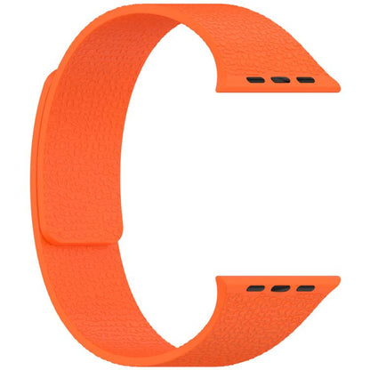 For Apple Watch 46mm / 49mm / 45mm / 44mm Litchi Texture Magnetic Silicone Watch Band(Orange) by bashfashion