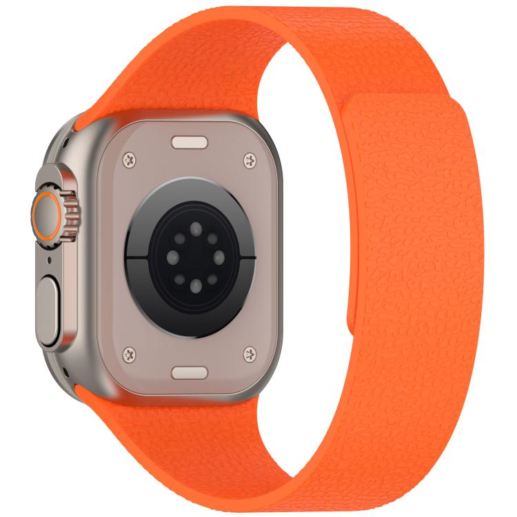 For Apple Watch 46mm / 49mm / 45mm / 44mm Litchi Texture Magnetic Silicone Watch Band(Orange) by bashfashion