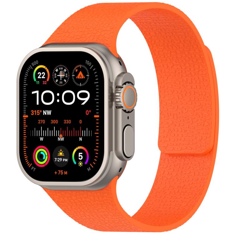 For Apple Watch 46mm / 49mm / 45mm / 44mm Litchi Texture Magnetic Silicone Watch Band(Orange) by bashfashion