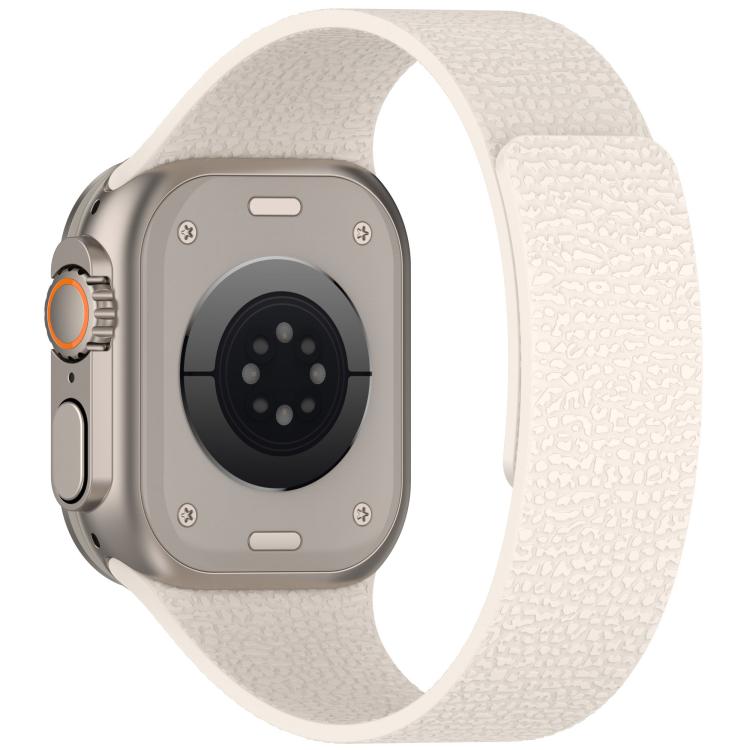 For Apple Watch 46mm / 49mm / 45mm / 44mm Litchi Texture Magnetic Silicone Watch Band(Starlight) by bashfashion