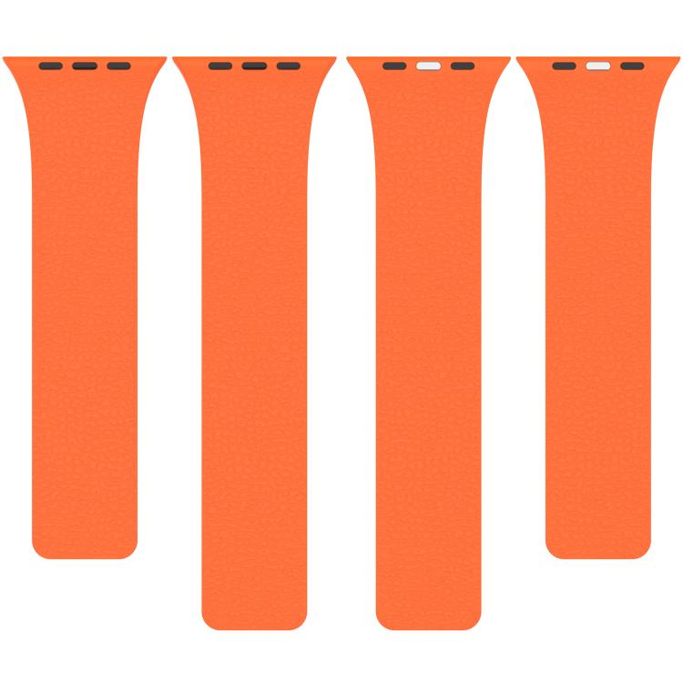 For Apple Watch 46mm / 49mm / 45mm / 44mm Litchi Texture Magnetic Silicone Watch Band(Orange) by bashfashion