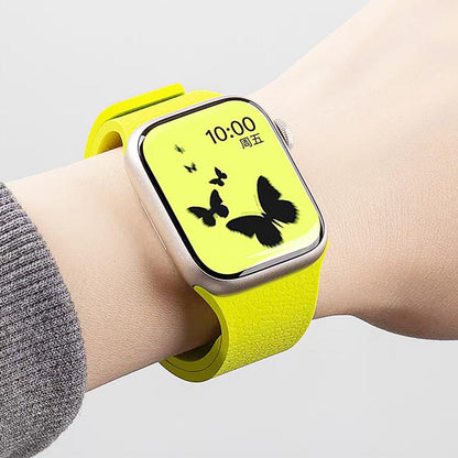 For Apple Watch 46mm / 49mm / 45mm / 44mm Litchi Texture Magnetic Silicone Watch Band(Black) by bashfashion