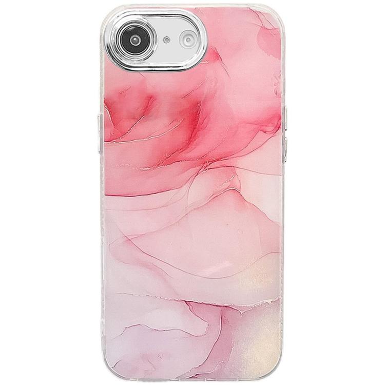 For iPhone 16e Electroplated Marble Texture Phone Case(Pink M2) by bashfashion