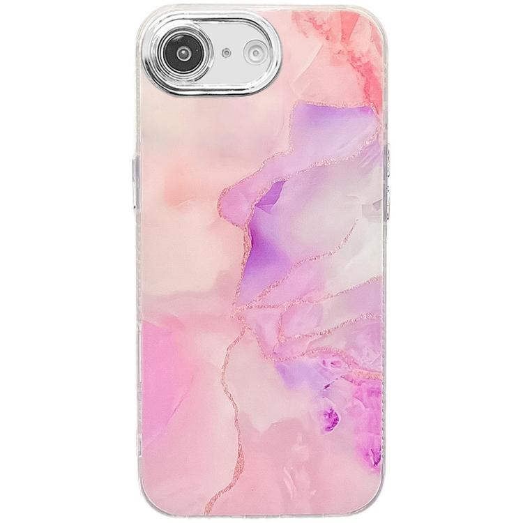 For iPhone 16e Electroplated Marble Texture Phone Case(Pink Purple M4) by bashfashion