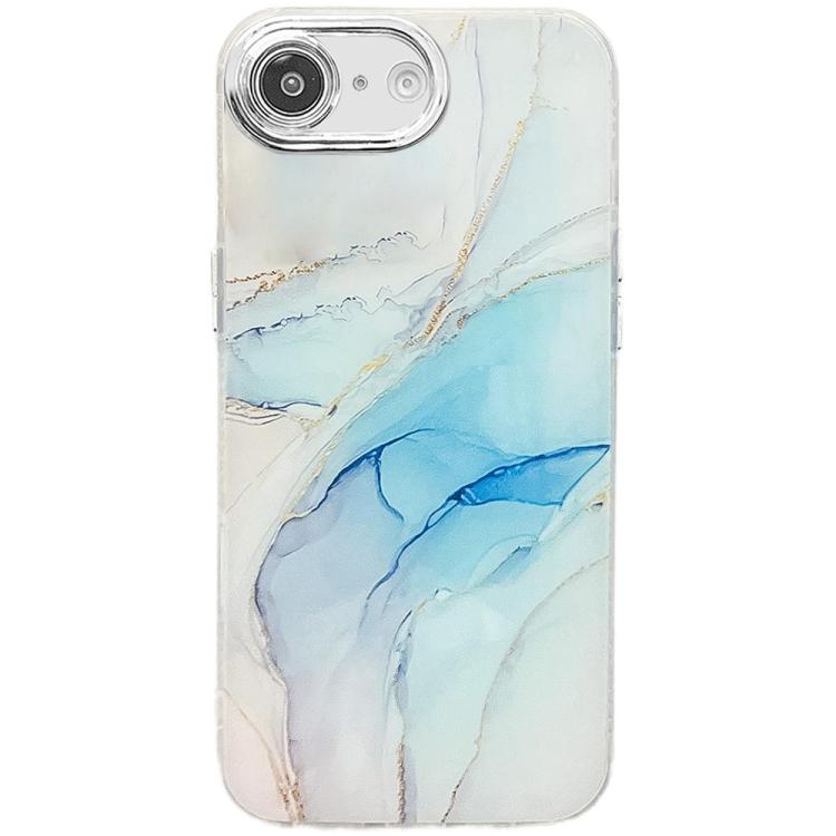 For iPhone 16e Electroplated Marble Texture Phone Case(Light Blue M5) by bashfashion