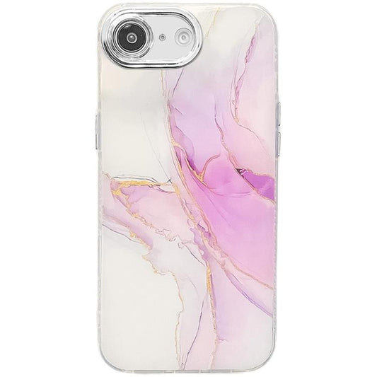 For iPhone 16e Electroplated Marble Texture Phone Case(Light Purple M6) by bashfashion