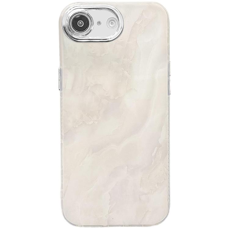 For iPhone 16e Electroplated Marble Texture Phone Case(White M8) by bashfashion