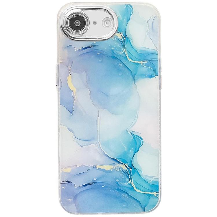 For iPhone 16e Electroplated Marble Texture Phone Case(Blue Green M9) by bashfashion
