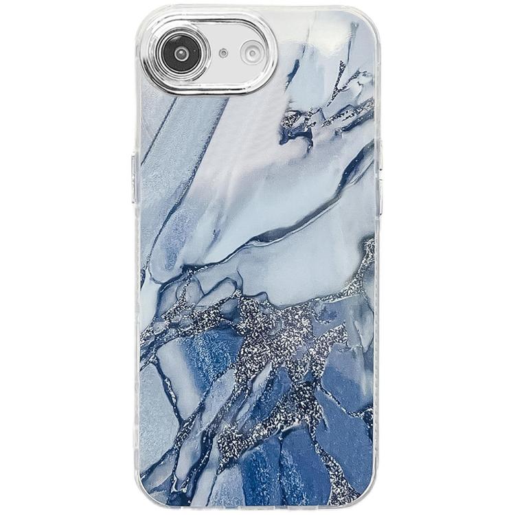 For iPhone 16e Electroplated Marble Texture Phone Case(Navy Blue M17) by bashfashion