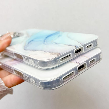 For iPhone 16e Electroplated Marble Texture Phone Case(Purple M3) by bashfashion