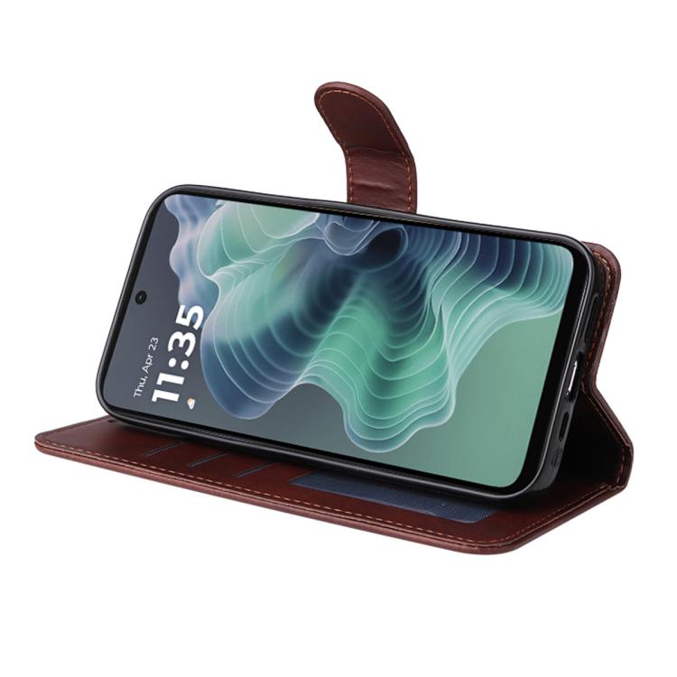 For Motorola Moto G35 ENKAY Card Wallet Calf Texture Leather Phone Case with Screen Film(Black) by ENKAY