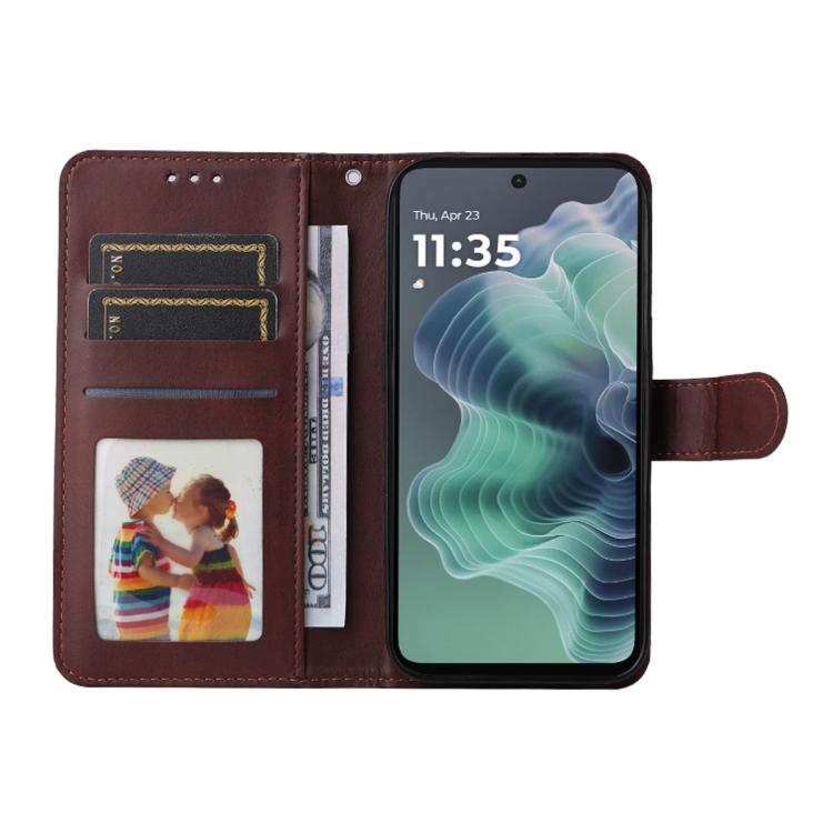 For Motorola Moto G35 ENKAY Card Wallet Calf Texture Leather Phone Case with Screen Film(Red) by ENKAY