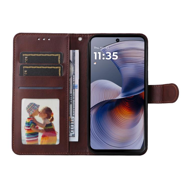 For Motorola Moto G55 ENKAY Card Wallet Calf Texture Leather Phone Case with Screen Film(Black) by ENKAY