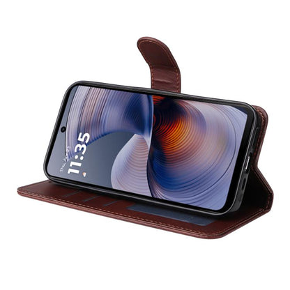 For Motorola Moto G55 ENKAY Card Wallet Calf Texture Leather Phone Case with Screen Film(Blue) by ENKAY