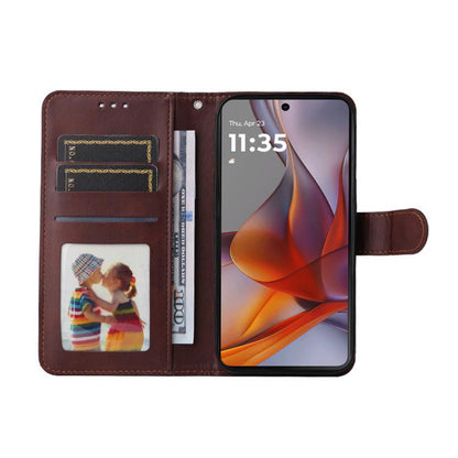 For Motorola Moto G75 ENKAY Card Wallet Calf Texture Leather Phone Case with Screen Film(Red) by ENKAY