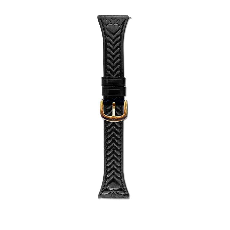 For Samsung Galaxy Watch 7 20mm Heart-Shaped Embossed Leather Watch Band(Black) by bashfashion
