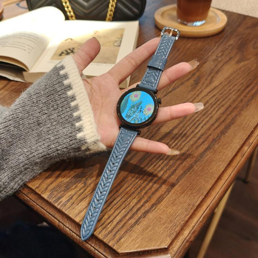 For Samsung Galaxy Watch 7 20mm Heart-Shaped Embossed Leather Watch Band(Cornflower Blue) by bashfashion