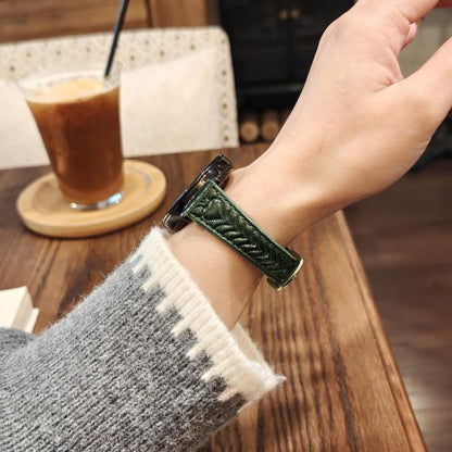 For Samsung Galaxy Watch 7 20mm Heart-Shaped Embossed Leather Watch Band(Forest Green) by bashfashion