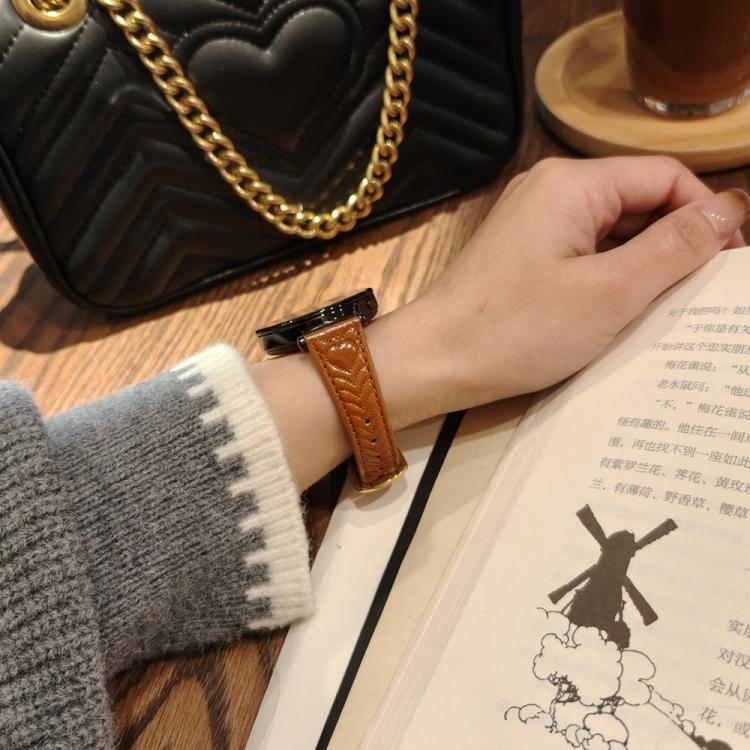 For Samsung Galaxy Watch 7 20mm Heart-Shaped Embossed Leather Watch Band(Brown) by bashfashion