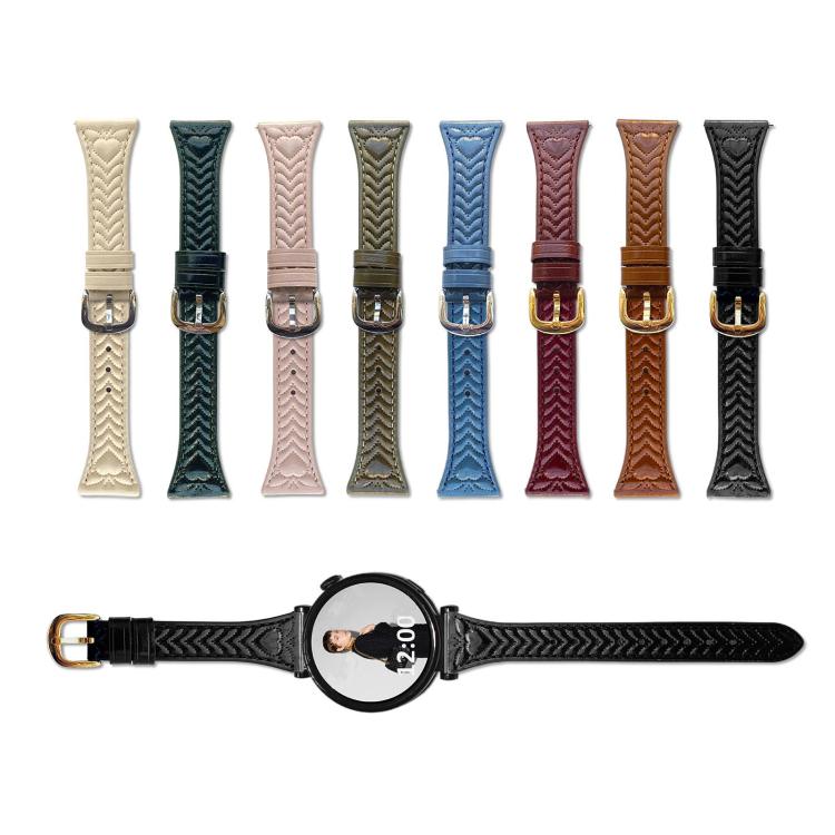 For Samsung Galaxy Watch 7 20mm Heart-Shaped Embossed Leather Watch Band(Black) by bashfashion