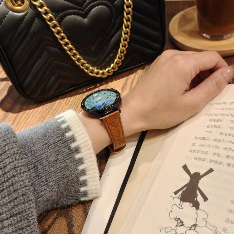 For Samsung Galaxy Watch 7 20mm Heart-Shaped Embossed Leather Watch Band(Cornflower Blue) by bashfashion