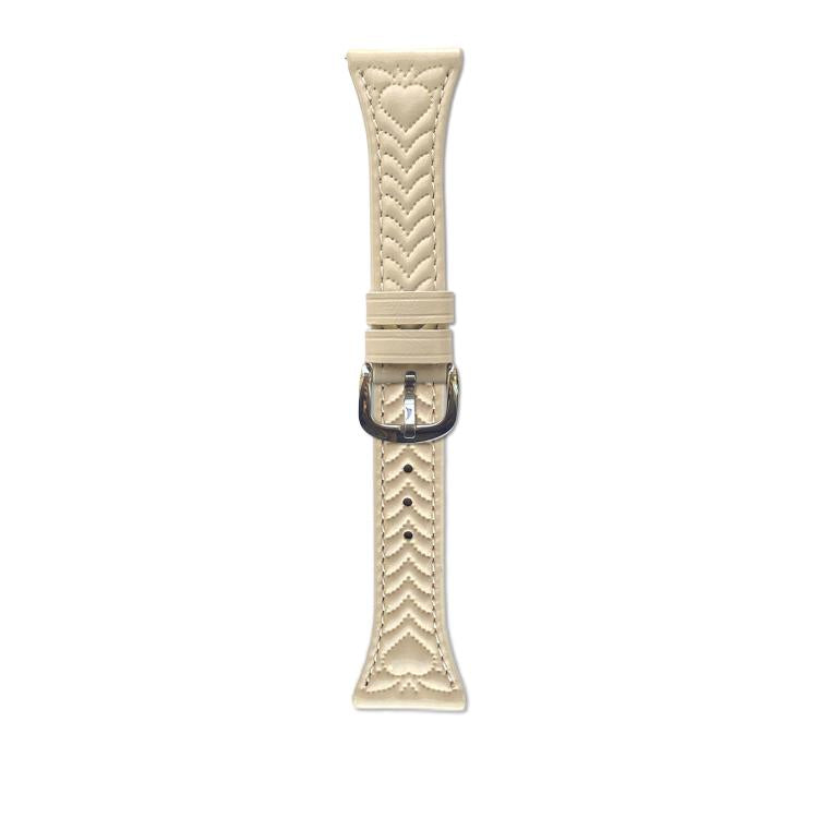 For Samsung Galaxy Watch3 45mm Heart-Shaped Embossed 22mm Leather Watch Band(Apricot) by bashfashion