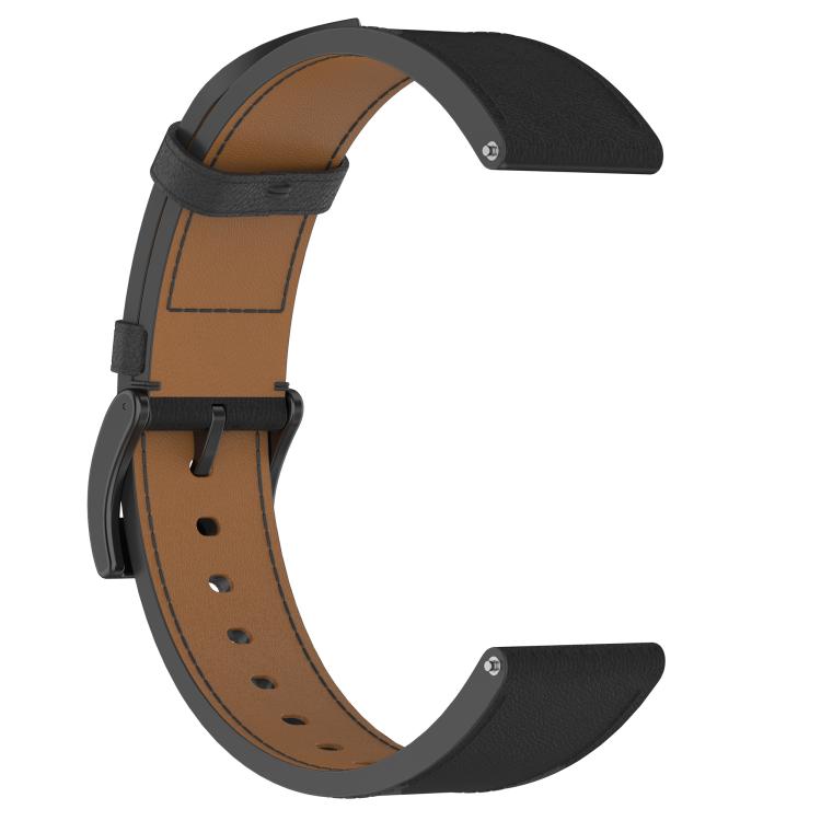 For Samsung Galaxy Watch 7 Press Button 20mm Leather Watch Band(Black) by bashfashion