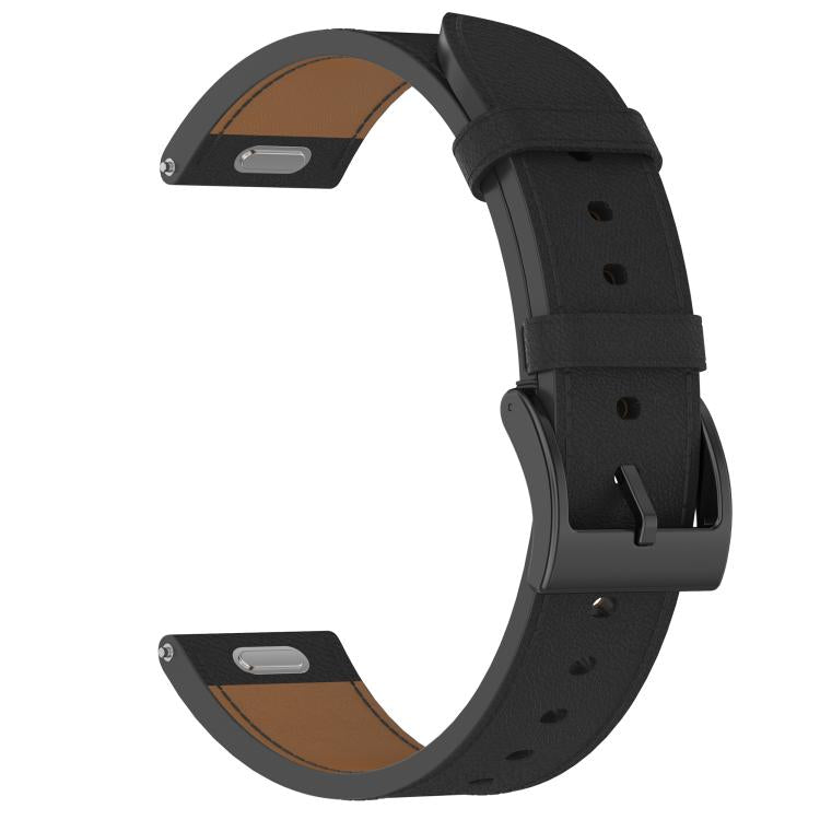 For Samsung Galaxy Watch 7 Press Button 20mm Leather Watch Band(Black) by bashfashion