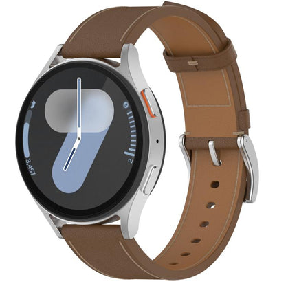 For Samsung Galaxy Watch 7 Press Button 20mm Leather Watch Band(Brown) by bashfashion
