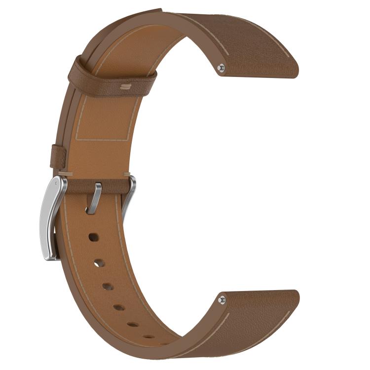 For Samsung Galaxy Watch 7 Press Button 20mm Leather Watch Band(Brown) by bashfashion