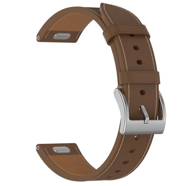 For Samsung Galaxy Watch 7 Press Button 20mm Leather Watch Band(Brown) by bashfashion