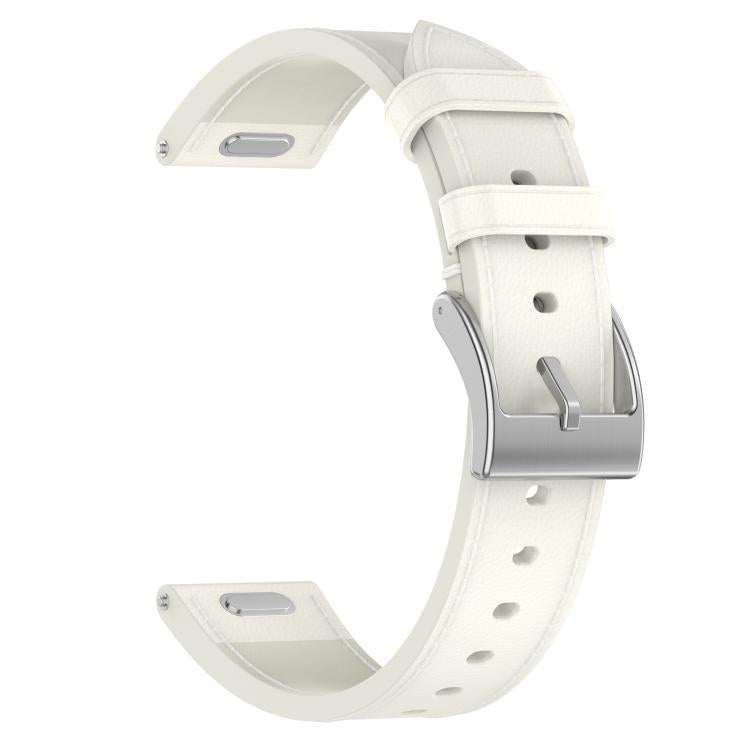 For Amazfit Bip 5 / GTR 4 Press Button 22mm Leather Watch Band(White) by bashfashion