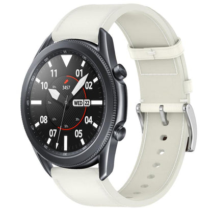 For Samsung Galaxy Watch3 45mm Press Button 22mm Leather Watch Band(White) by bashfashion