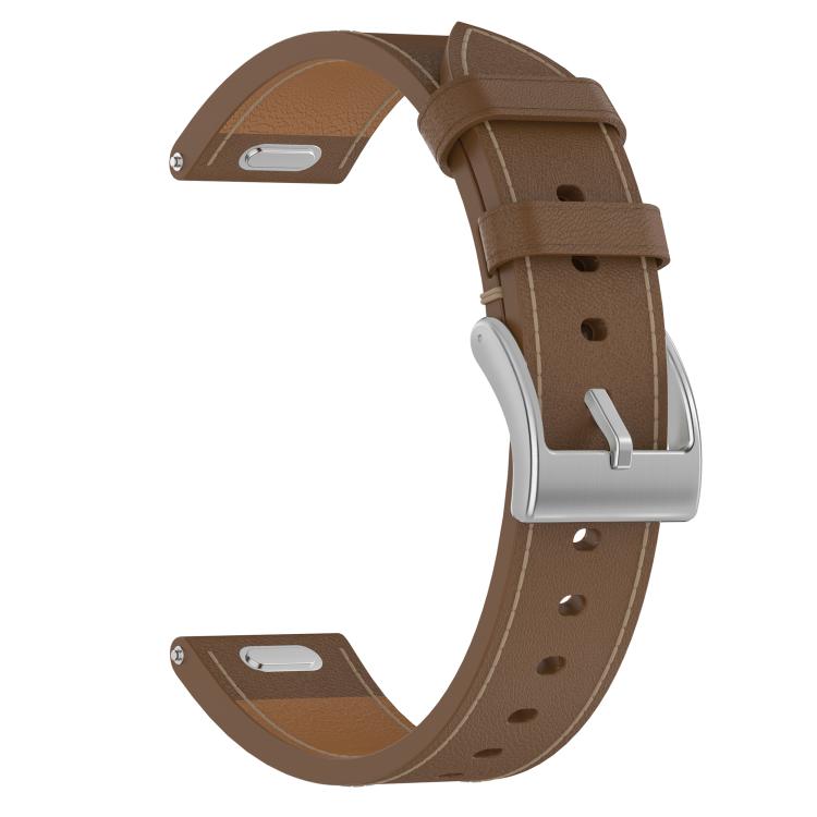 For Samsung Galaxy Watch3 45mm Press Button 22mm Leather Watch Band(Brown) by bashfashion