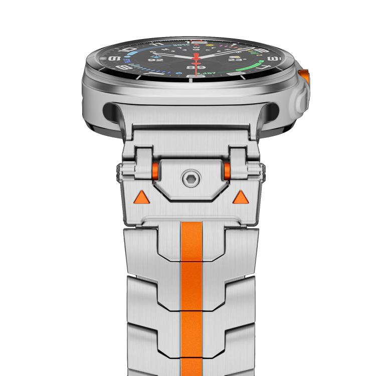 For Samsung Galaxy Watch Ultra / Ultra 2025 Stainless Steel Butterfly Buckle Metal Watch Band(Silver Orange) by bashfashion