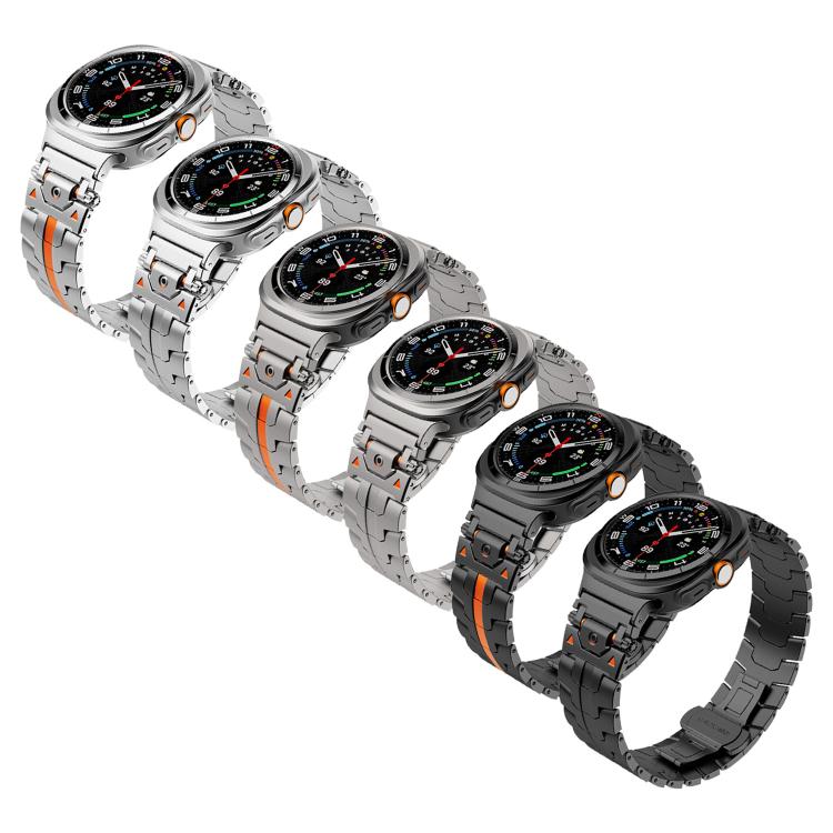 For Samsung Galaxy Watch Ultra / Ultra 2025 Stainless Steel Butterfly Buckle Metal Watch Band(Titanium Color Orange) by bashfashion